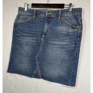 Denim Pencil Skirt Casual Minimalist Raw Hem Straight Fit Universal Thread Sz 14